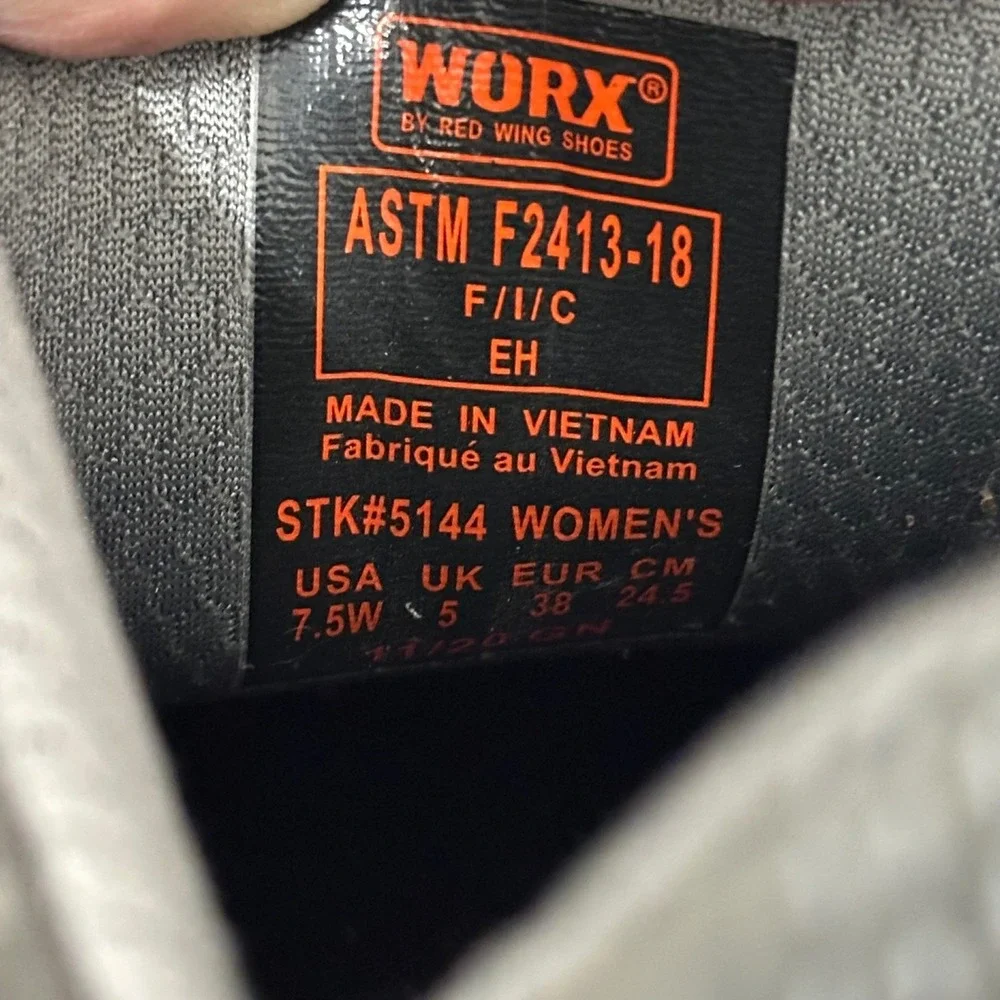 Red Wing Worx 5144 Women's 7.5‎ Steel Toe Oxford Safety Work Shoes Gray Leather